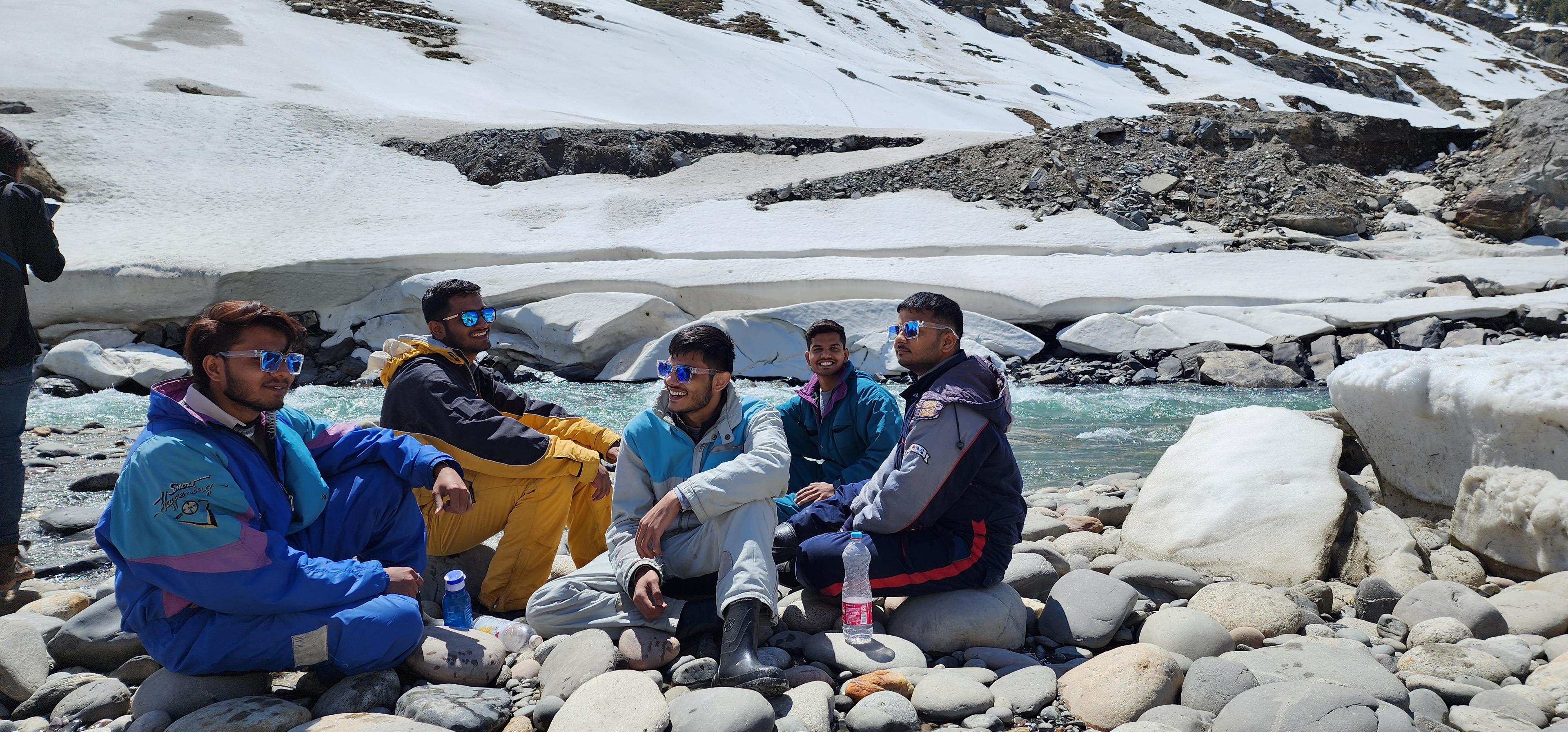 Group of friends on an adventure in the mountains